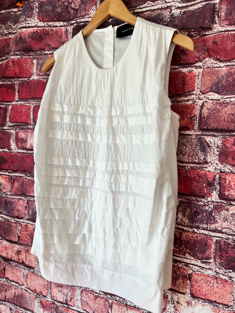 Simone Rocha White Ruffled Sleeveless Blouse - Picture 4 of 6